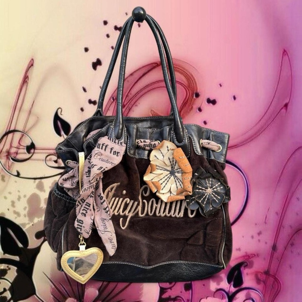 👜🌼vintage y2k juicy couture daydreamer floral appliqué, 2008🌼👜